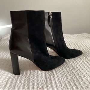 Leather & suede black heeled boots